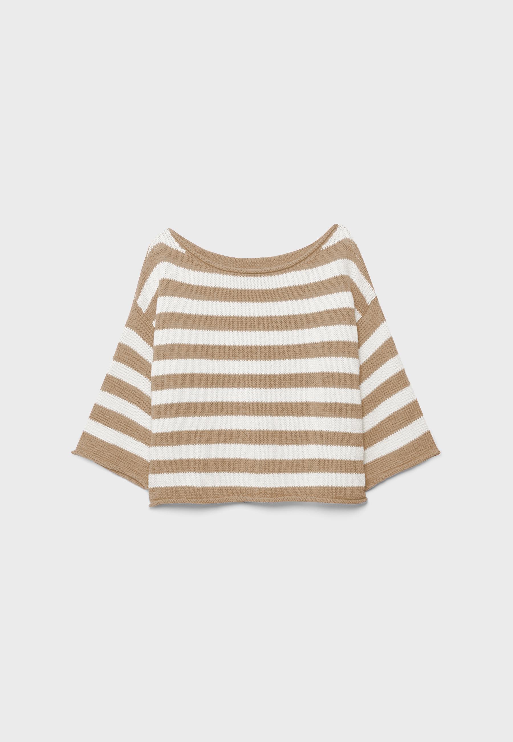Boat neck knit sweater — Vanilla