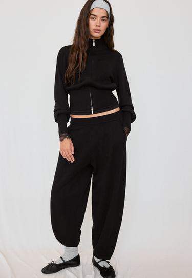 Barrel-fit knit trousers — Black 2