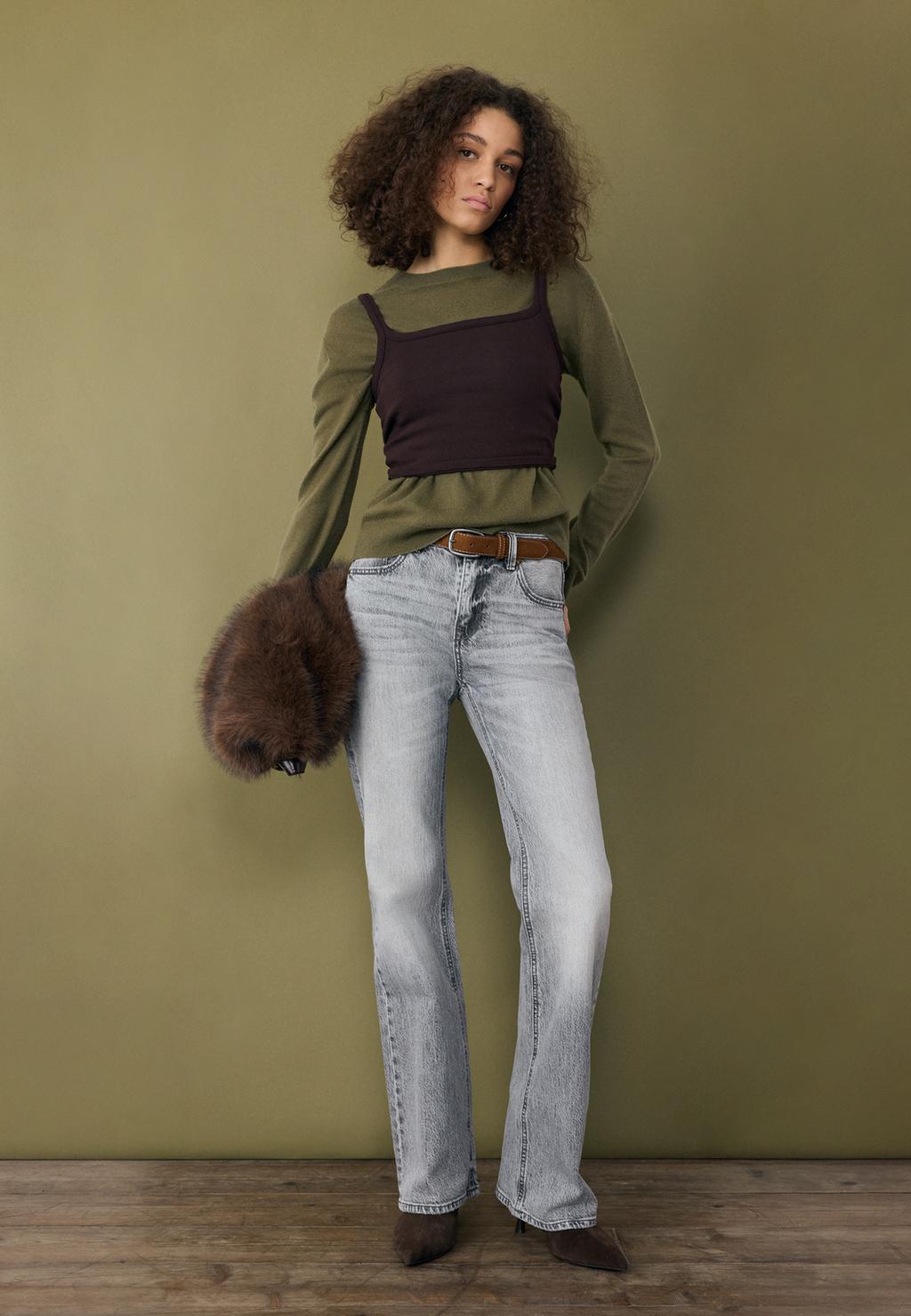 D68 Bootcut-Jeans mit Gürtel