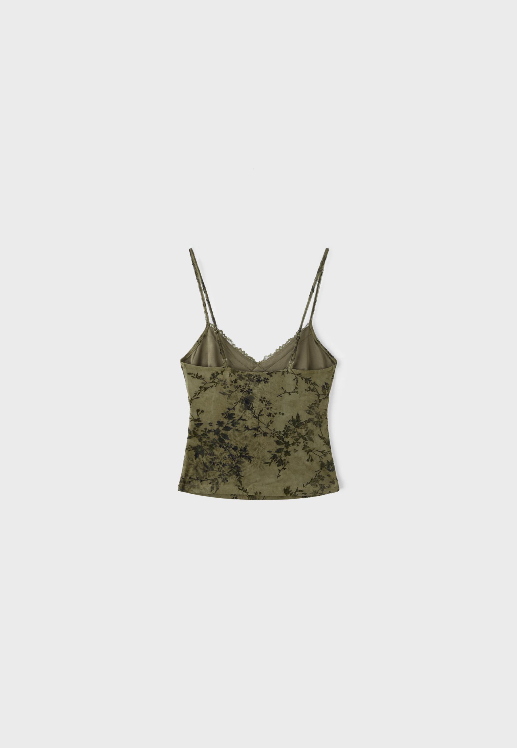 Felted lace fitted top — Khaki