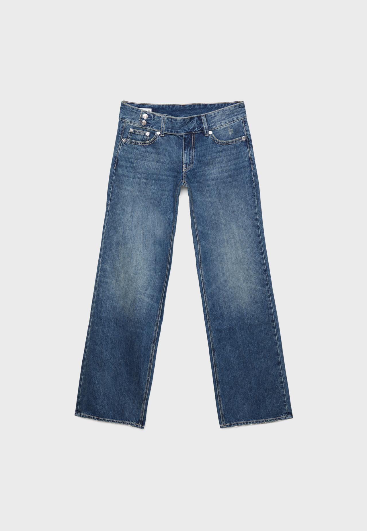 Low-rise straight jeans with hammer waist — MEDIUM DENIM WASH