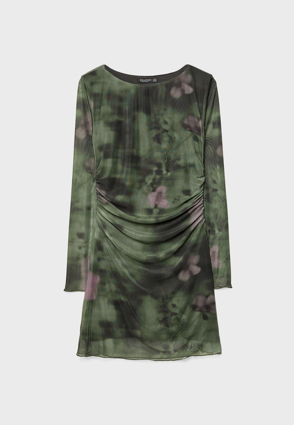 Short printed tulle dress