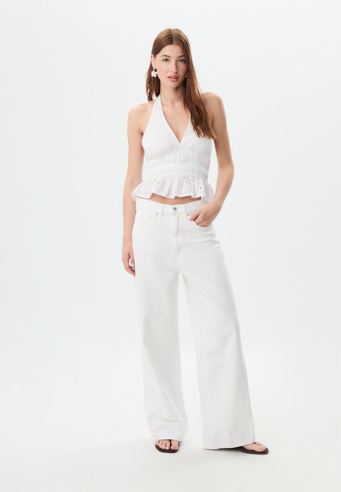 Embroidered halterneck top