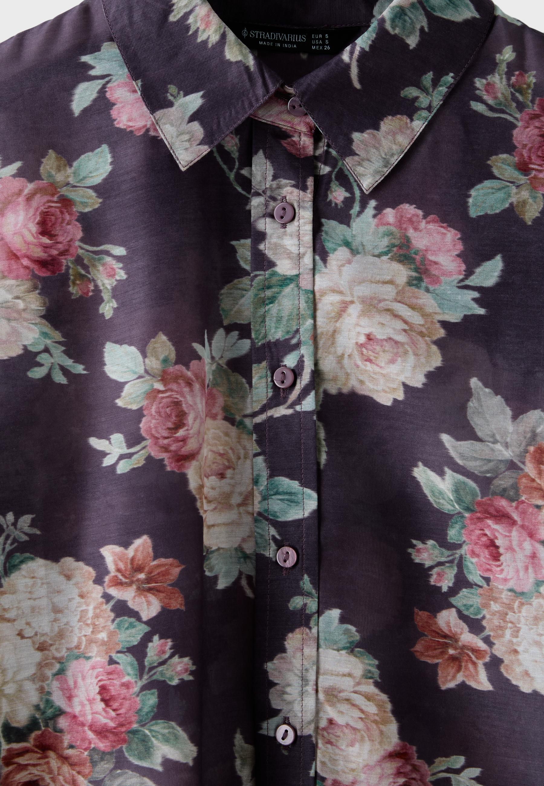 Floral print flowing shirt — Purple