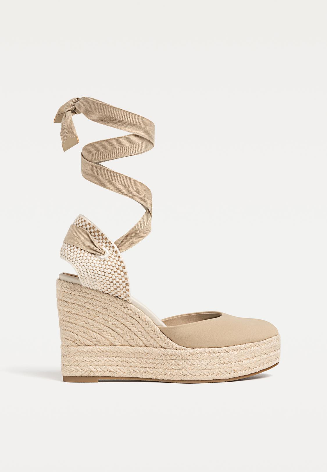 Cuña Stradivarius Sandalias Stradivarius Esparto Cuñas Yute Textura