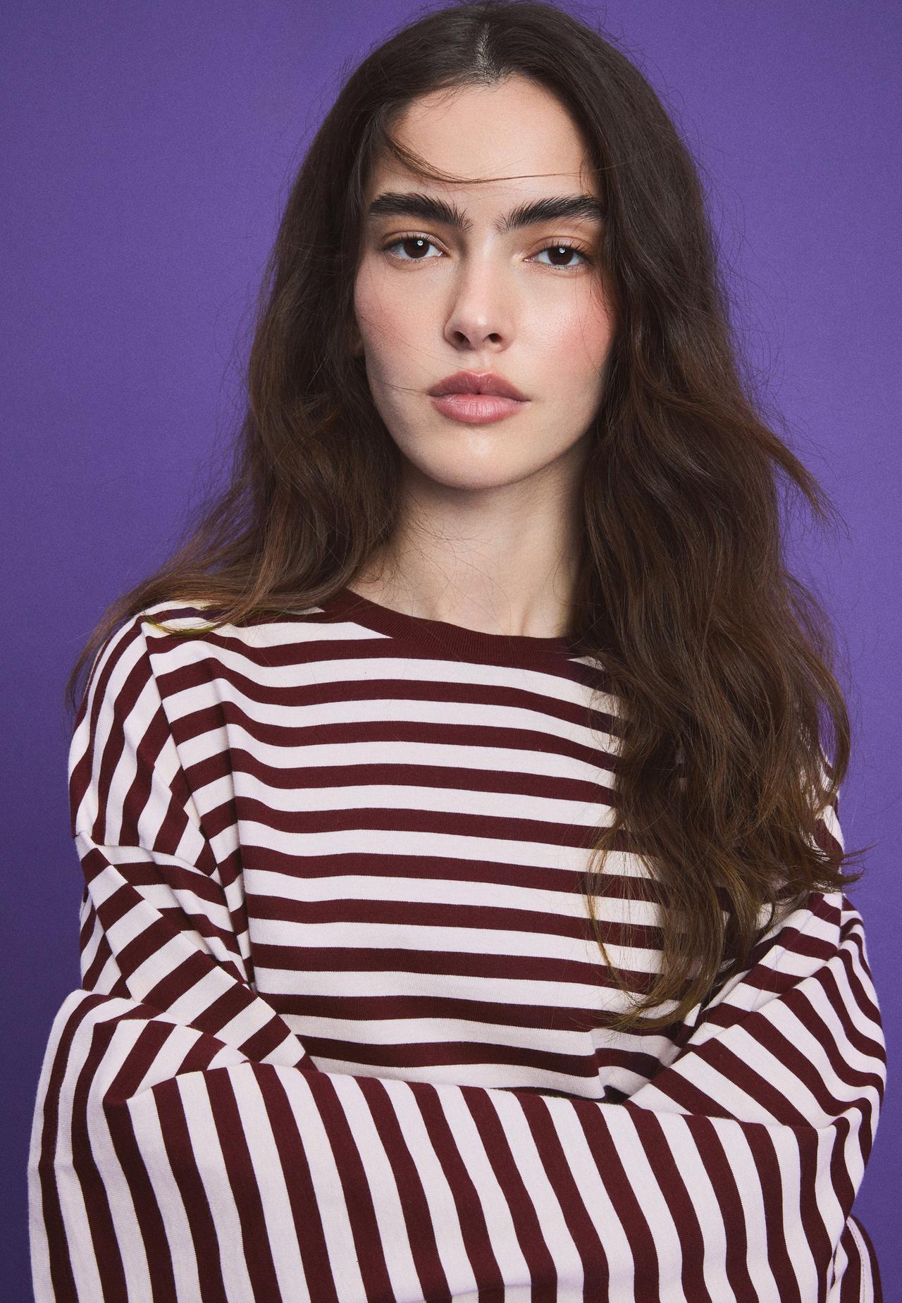 Striped long sleeve T-shirt — Purple