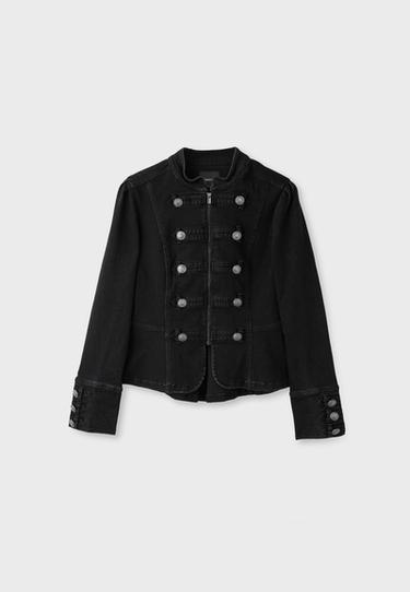 Peplum buttoned jacket — BLACK DENIM WASH 7