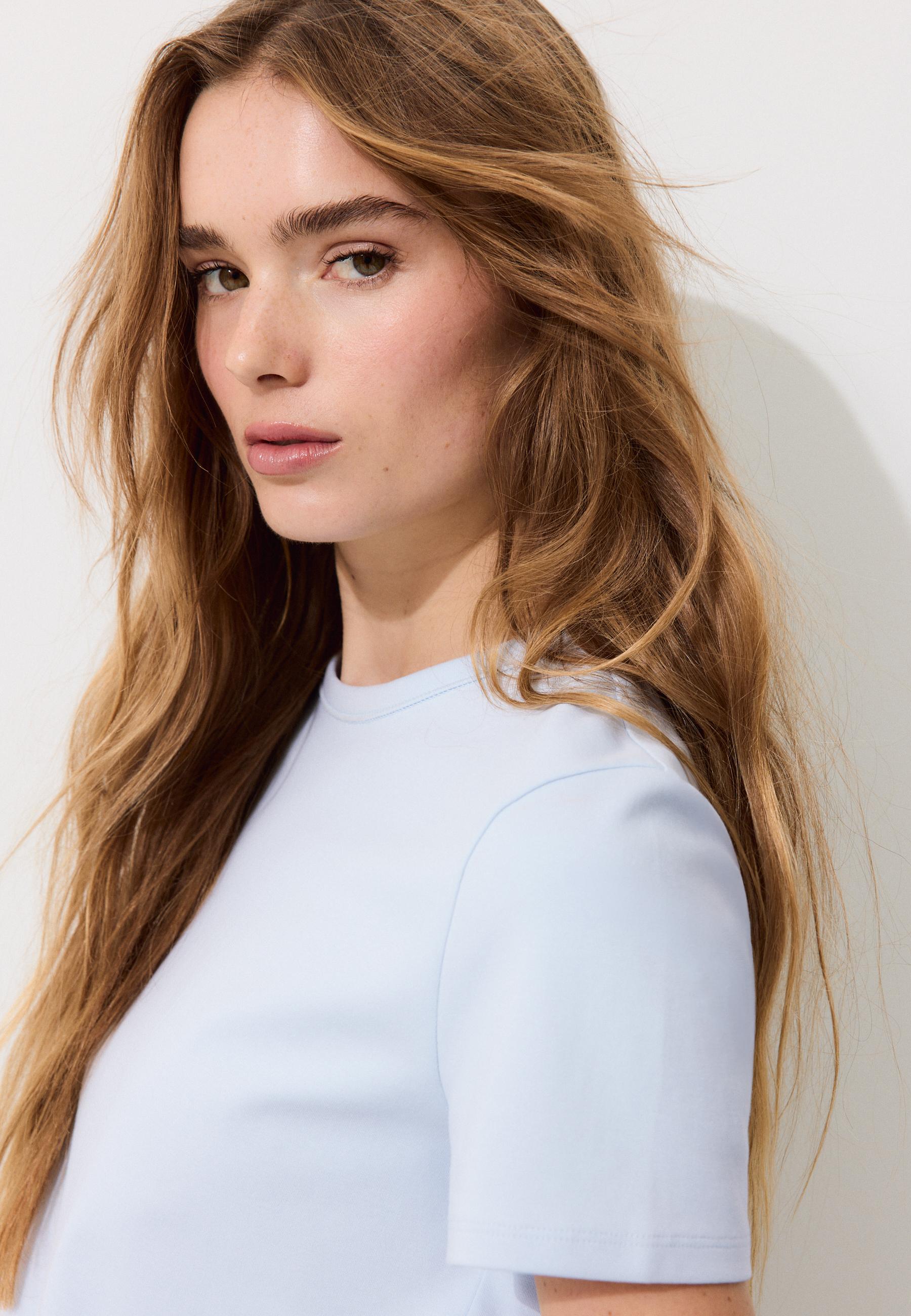 B02 Soft-touch regular basic T-shirt — Sky blue