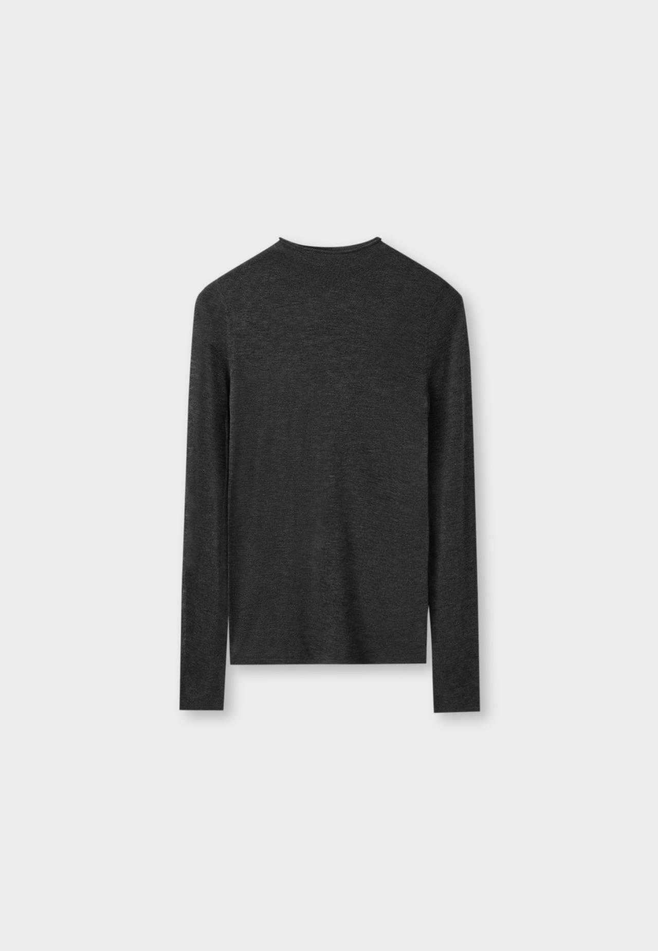Basic wool silk mock neck jumper — Dark grey