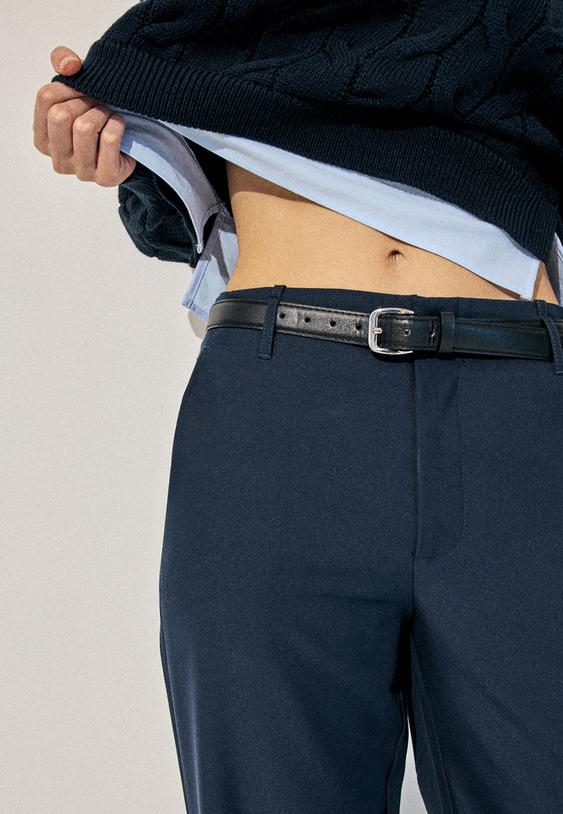 pantalon fluido recto vestir cinturon