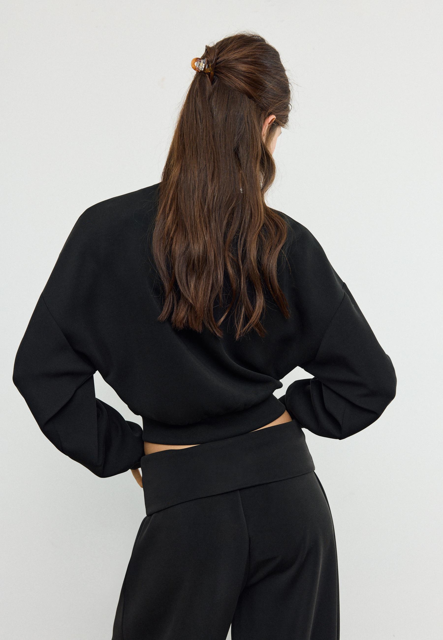 Soft-touch batwing sleeve sweatshirt — Black