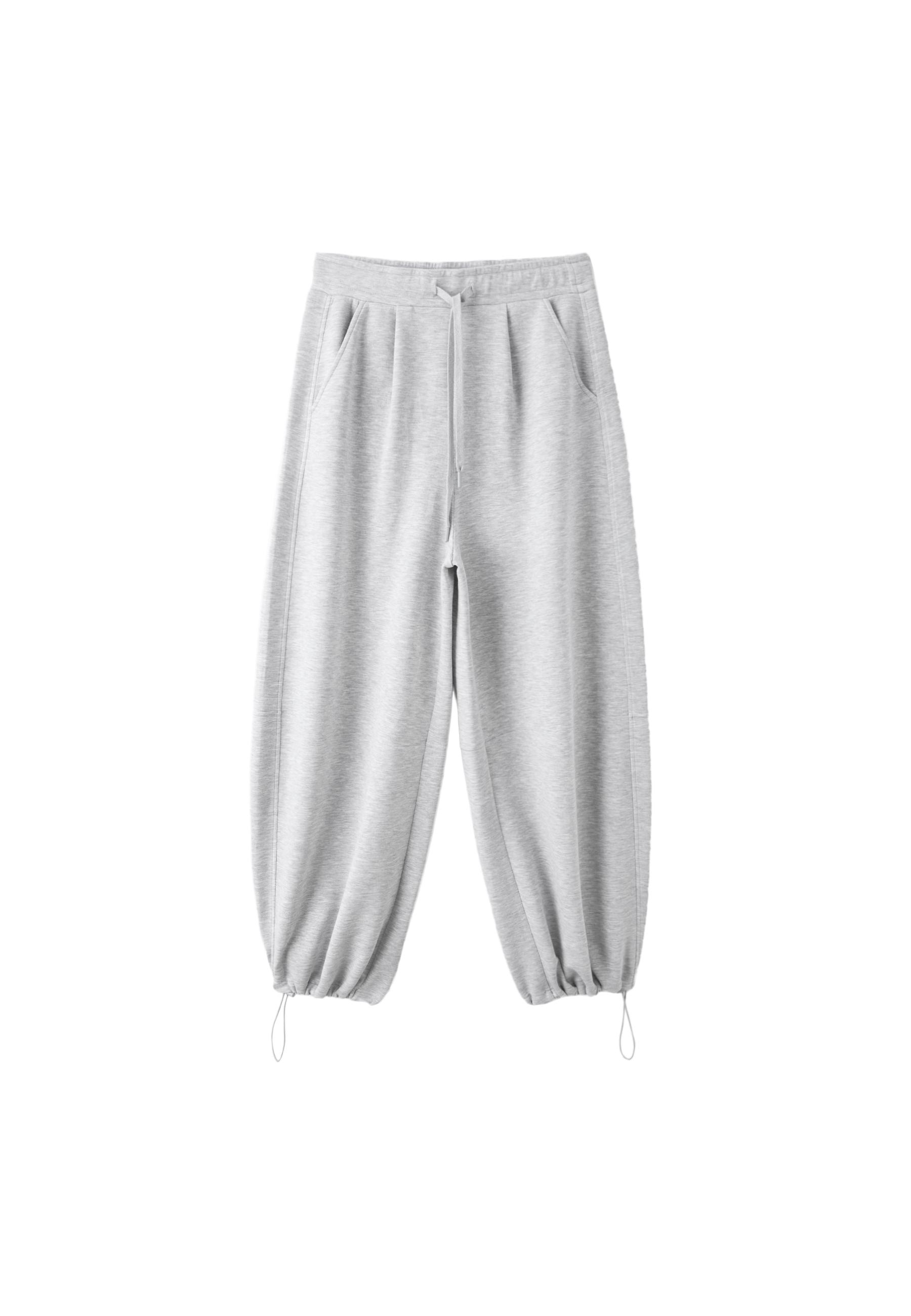 Soft-touch barrel joggers with stoppers — Grey melange