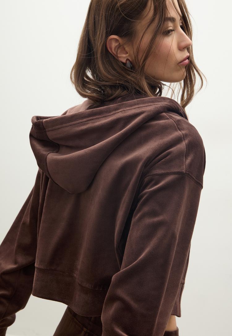 velvet hoodie with zip