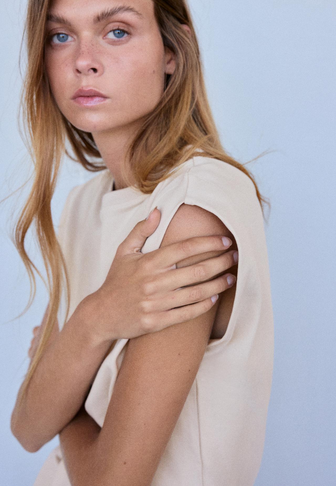 B06 Basic drop shoulder T-shirt — Stone