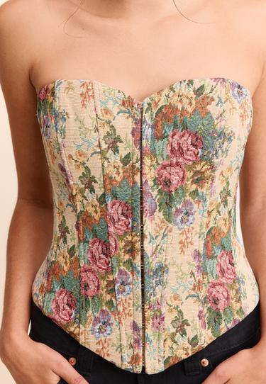 Jacquard bustier top — Stone 4