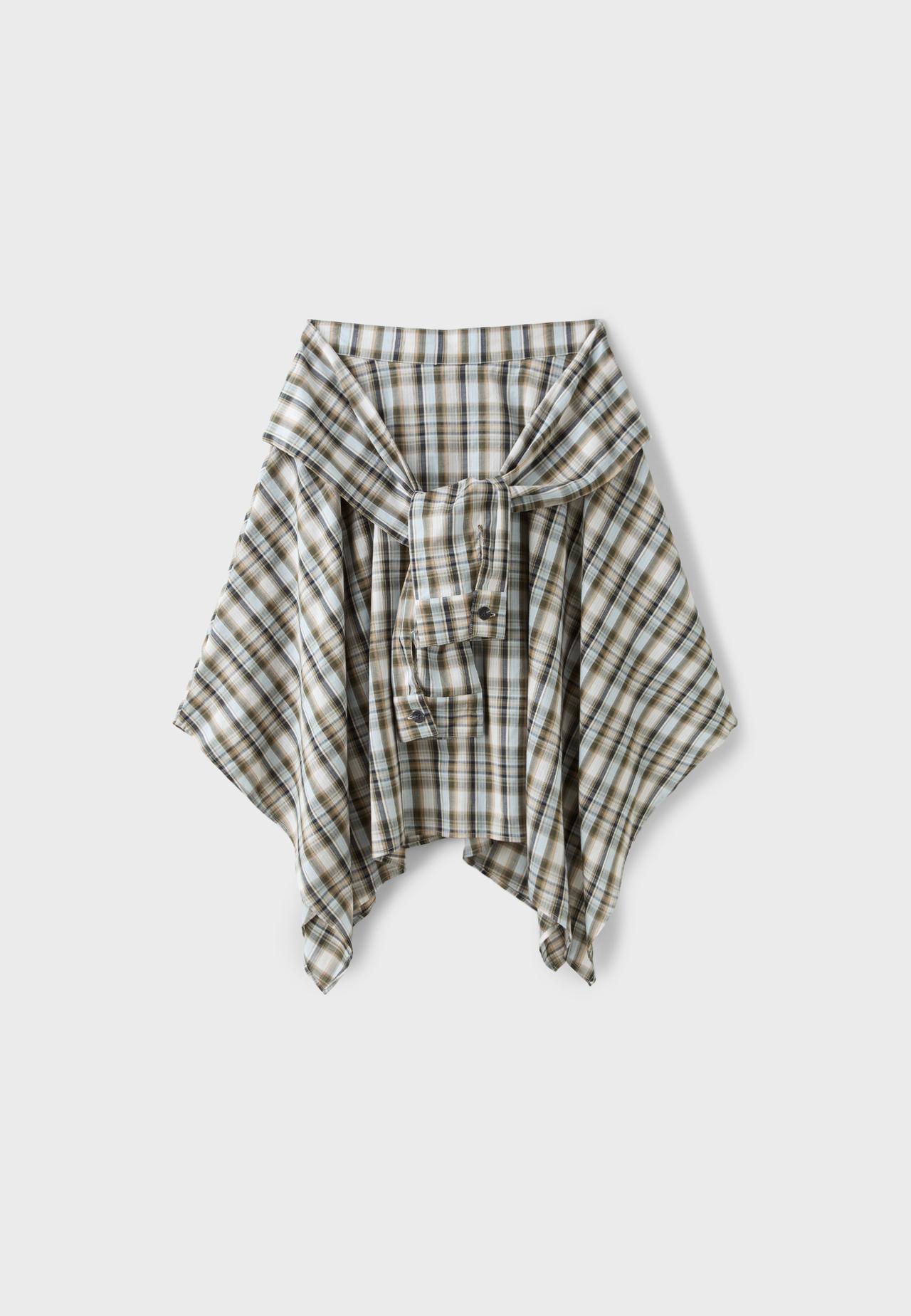 Printed shirt sleeve midi skirt — Khaki