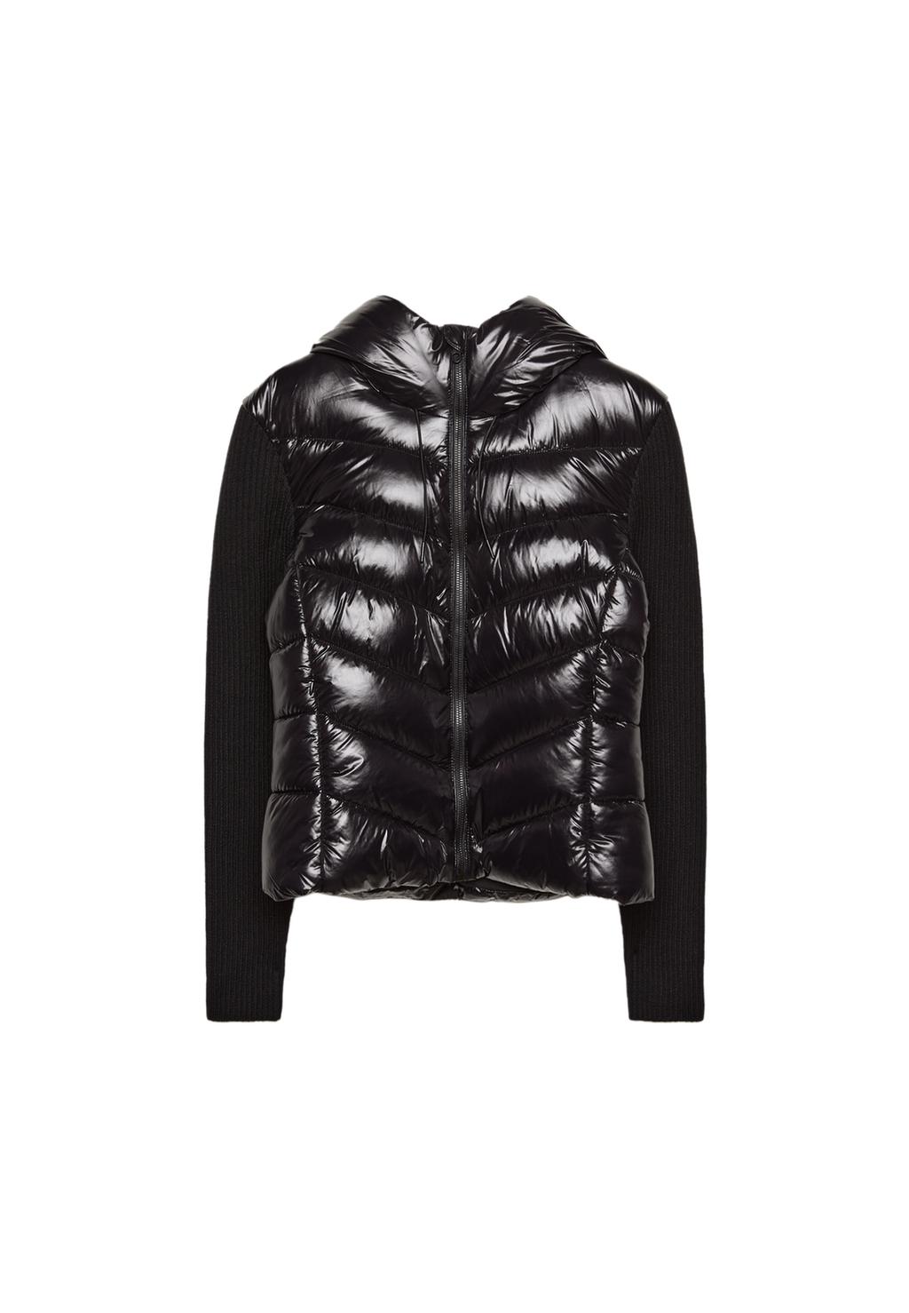 Blouson matelassé contrastant en maille