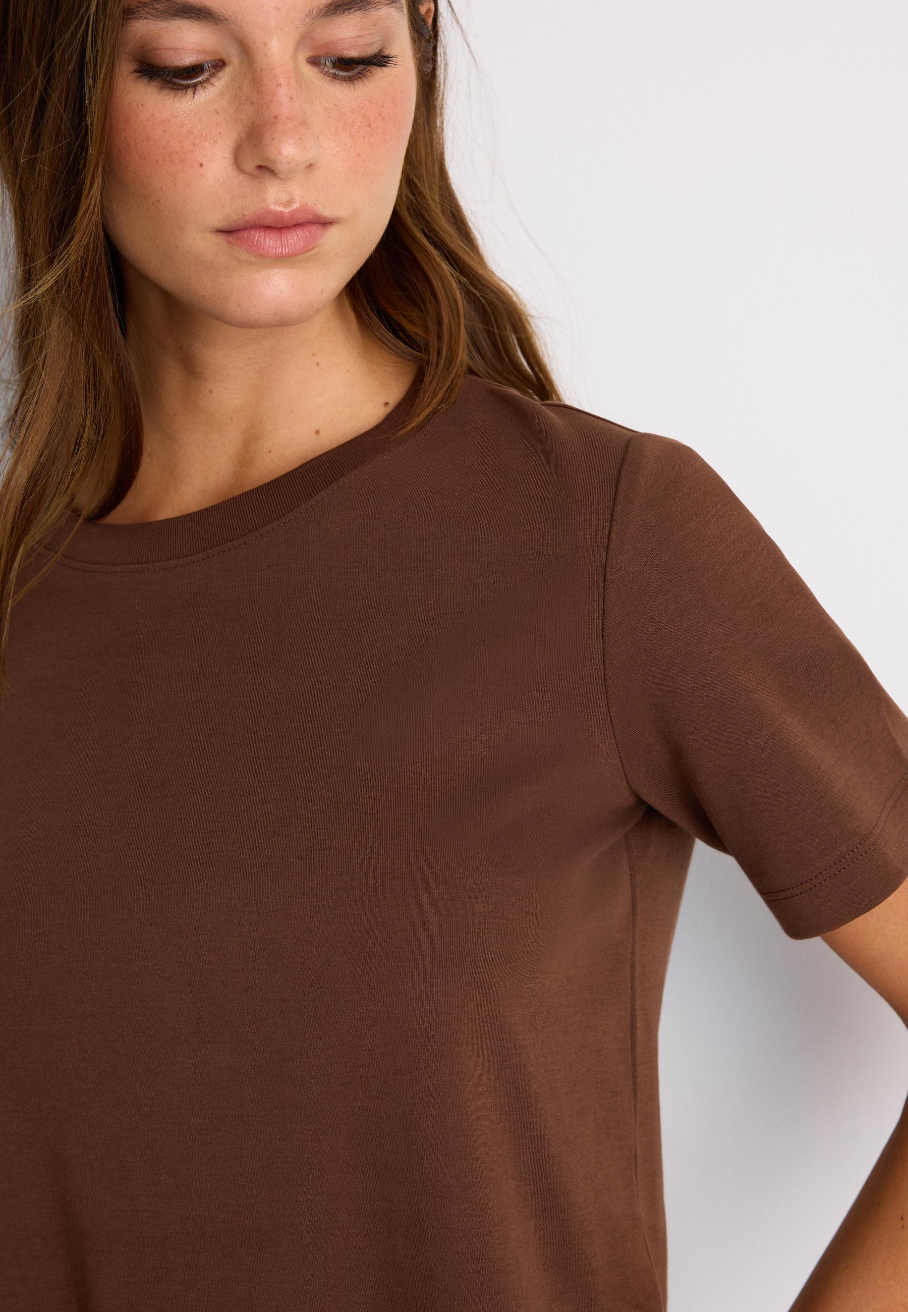 Stradivarius Μπλούζα Basic Regular Fit Heavy Weight Καφέ M