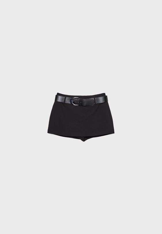 Mini-jupe culotte habillée avec ceinture