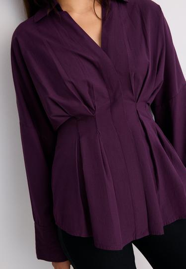 Pleated poplin shirt — Purple 6