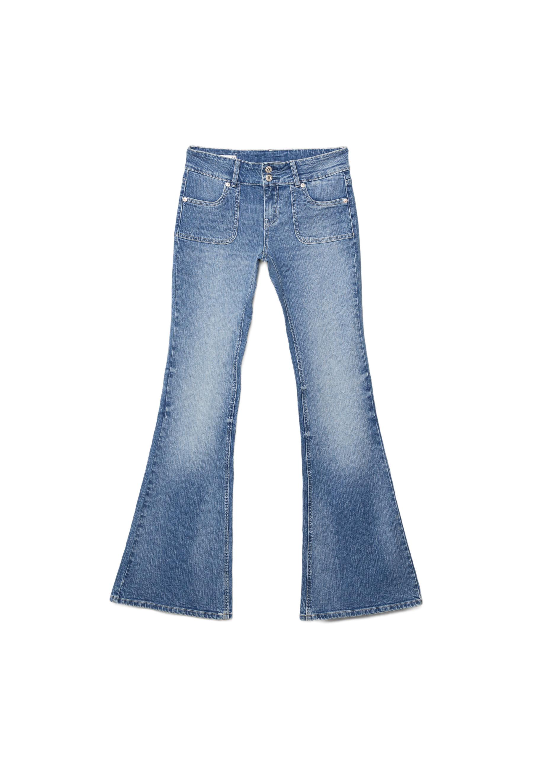 Low-rise jeans with seam pockets — MEDIUM BLUE DENIM