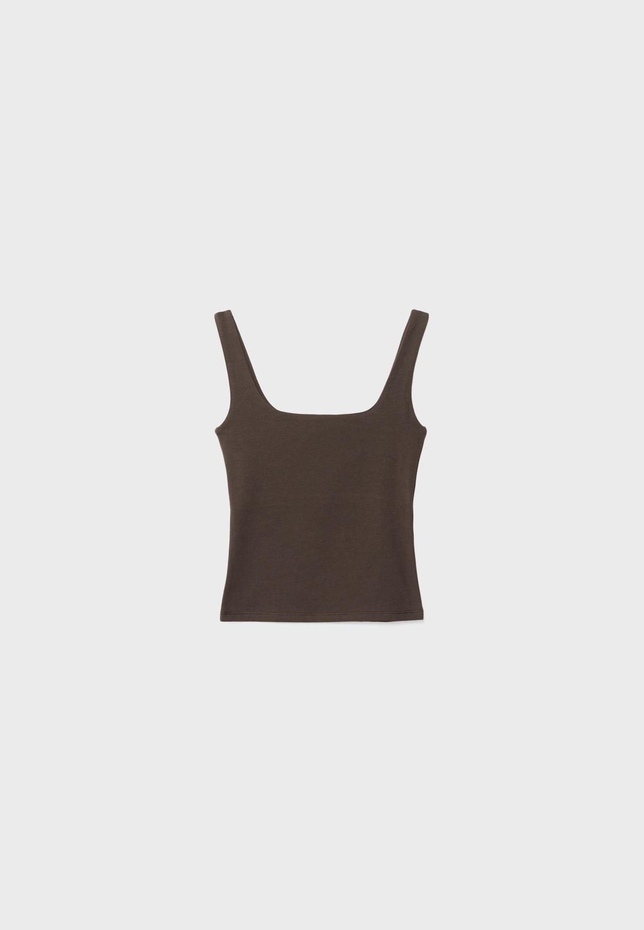 Wide strap vest top — Brown