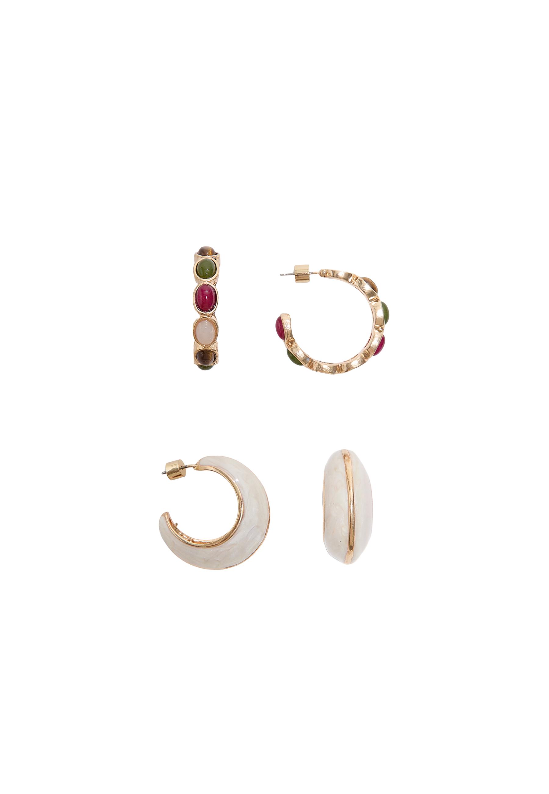 Set of 2 pairs of hoop earrings — Gold