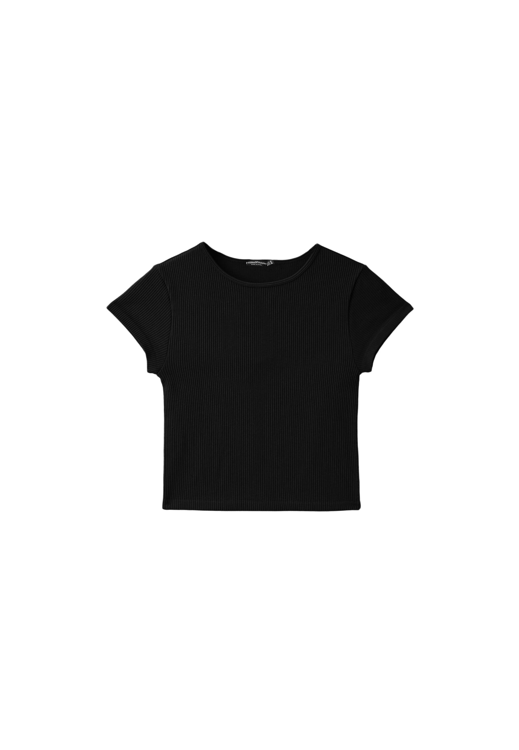 Seamless cropped T-shirt — Black