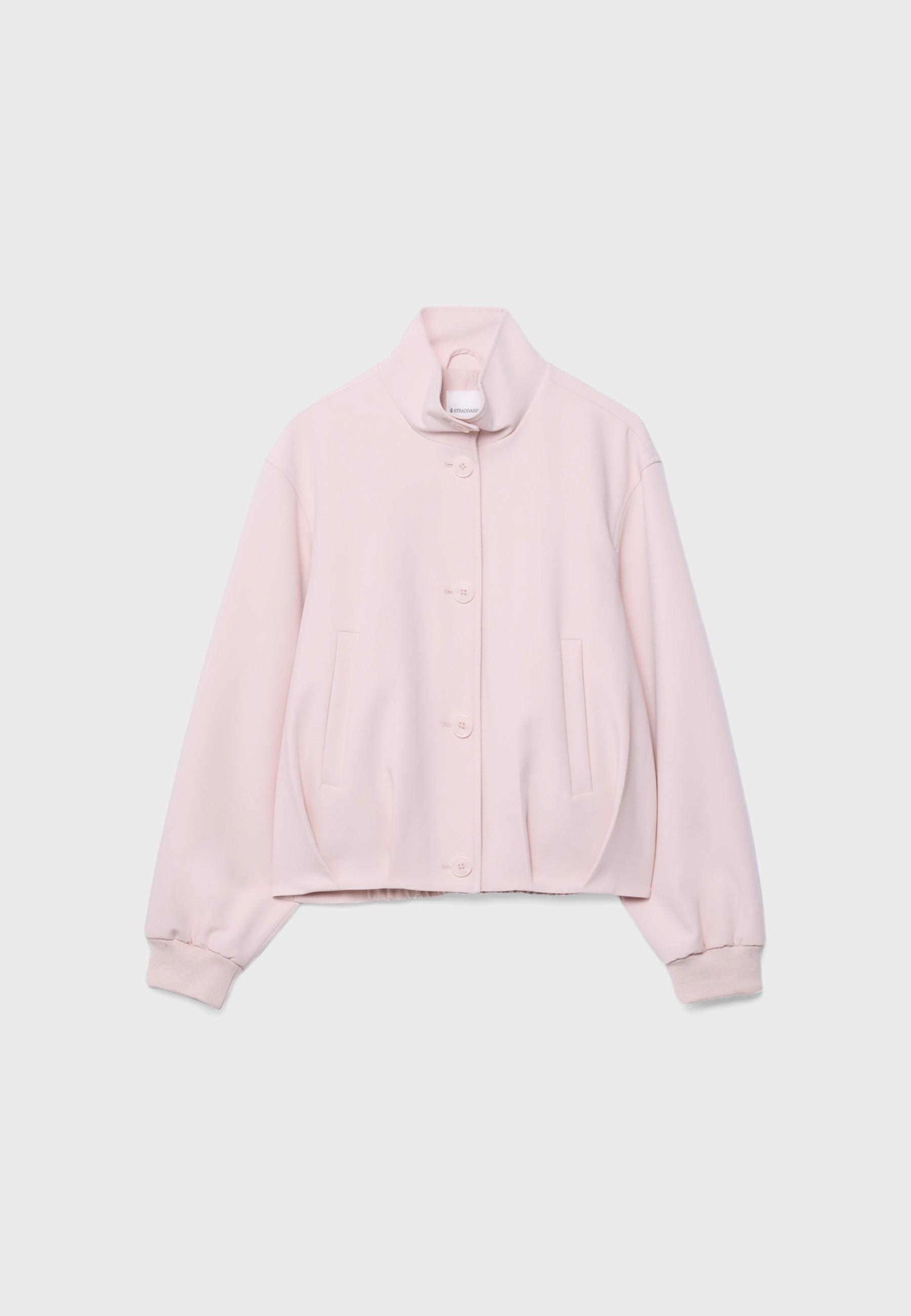 Puff high neck jacket — Salmon pink