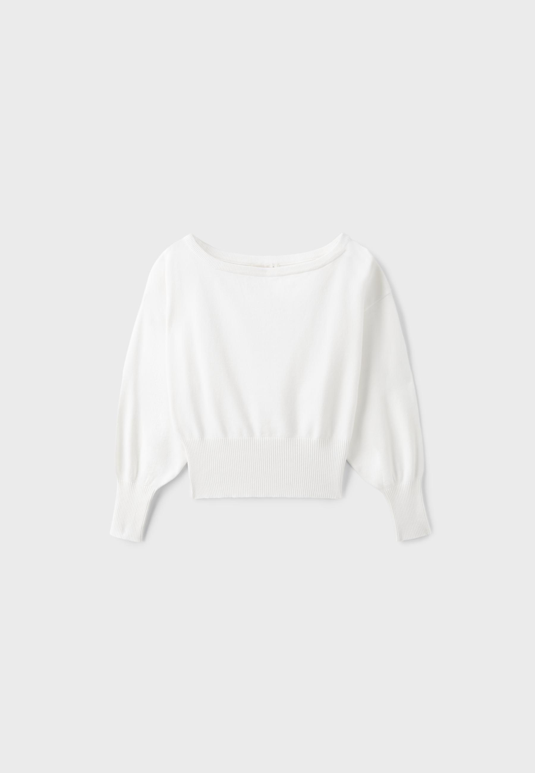 Asymmetric ribbed hem knit jumper — Ecru