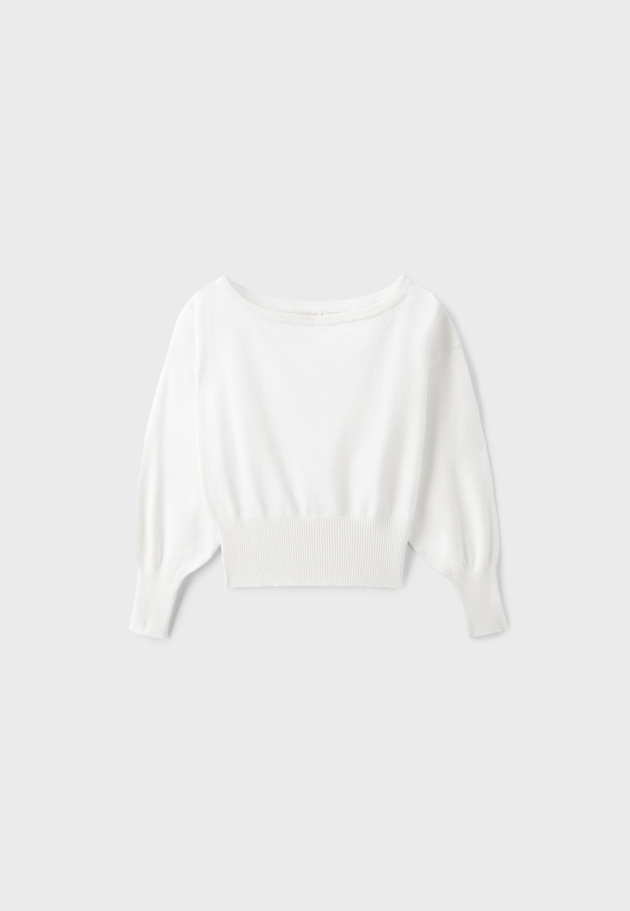 Asymmetric ribbed hem knit jumper — Ecru