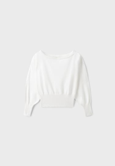 Asymmetric ribbed hem knit jumper — Ecru 7
