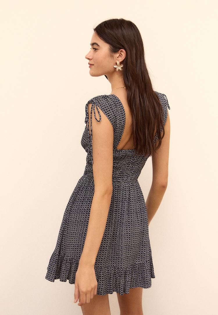 vestido corto fluido estampado