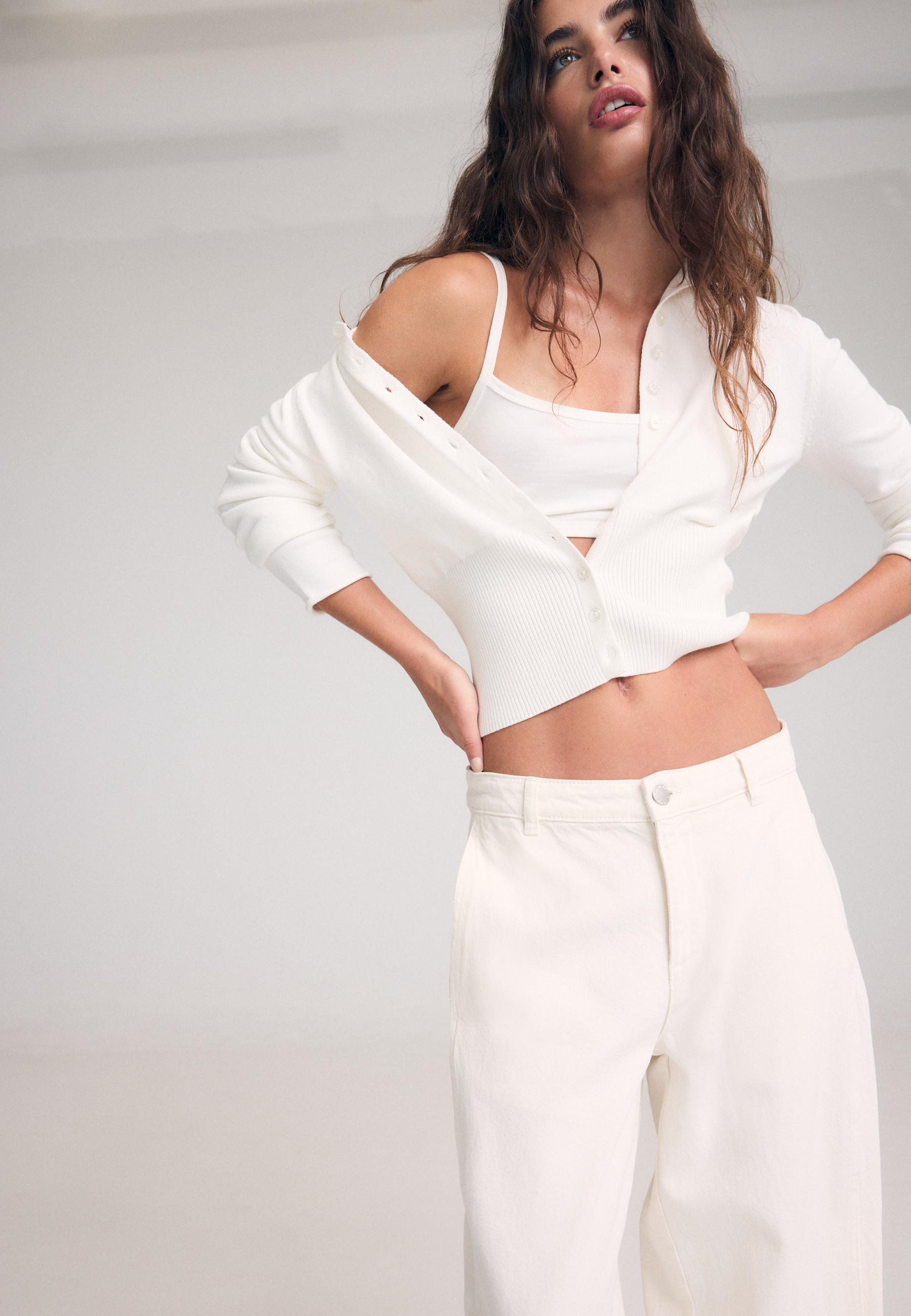 100% Cotton Barrel Trousers — Vanilla