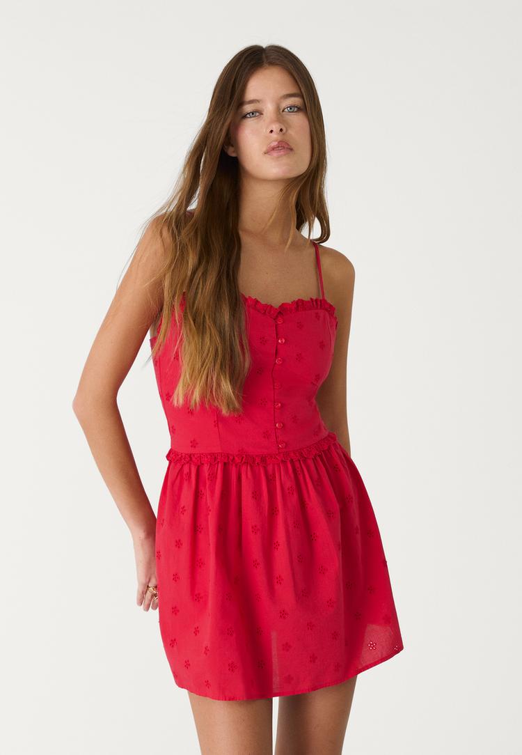 vestido tirantes corto bordados