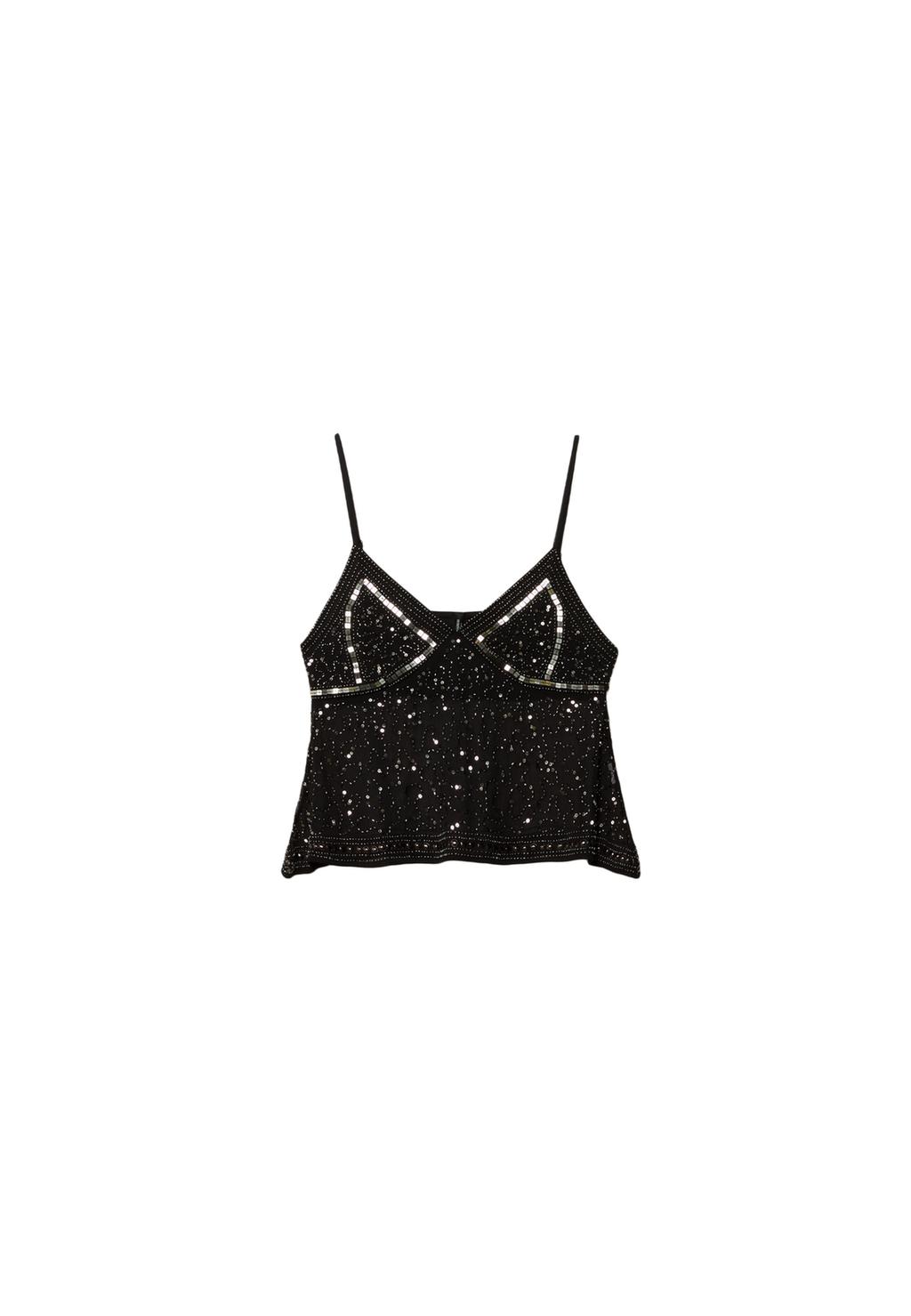 Top con spalline ricamate