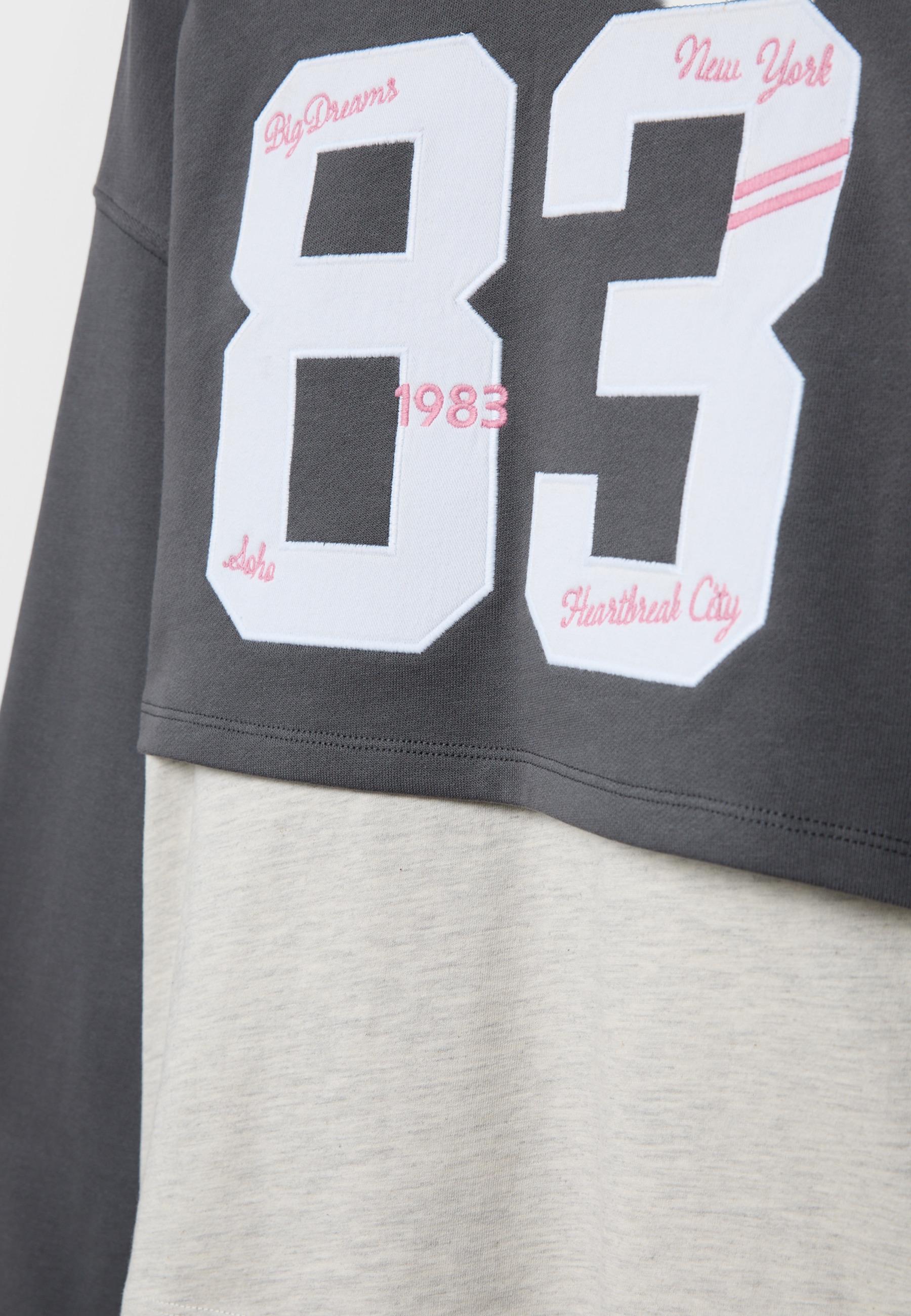 Combined embroidered sweatshirt — Dark grey