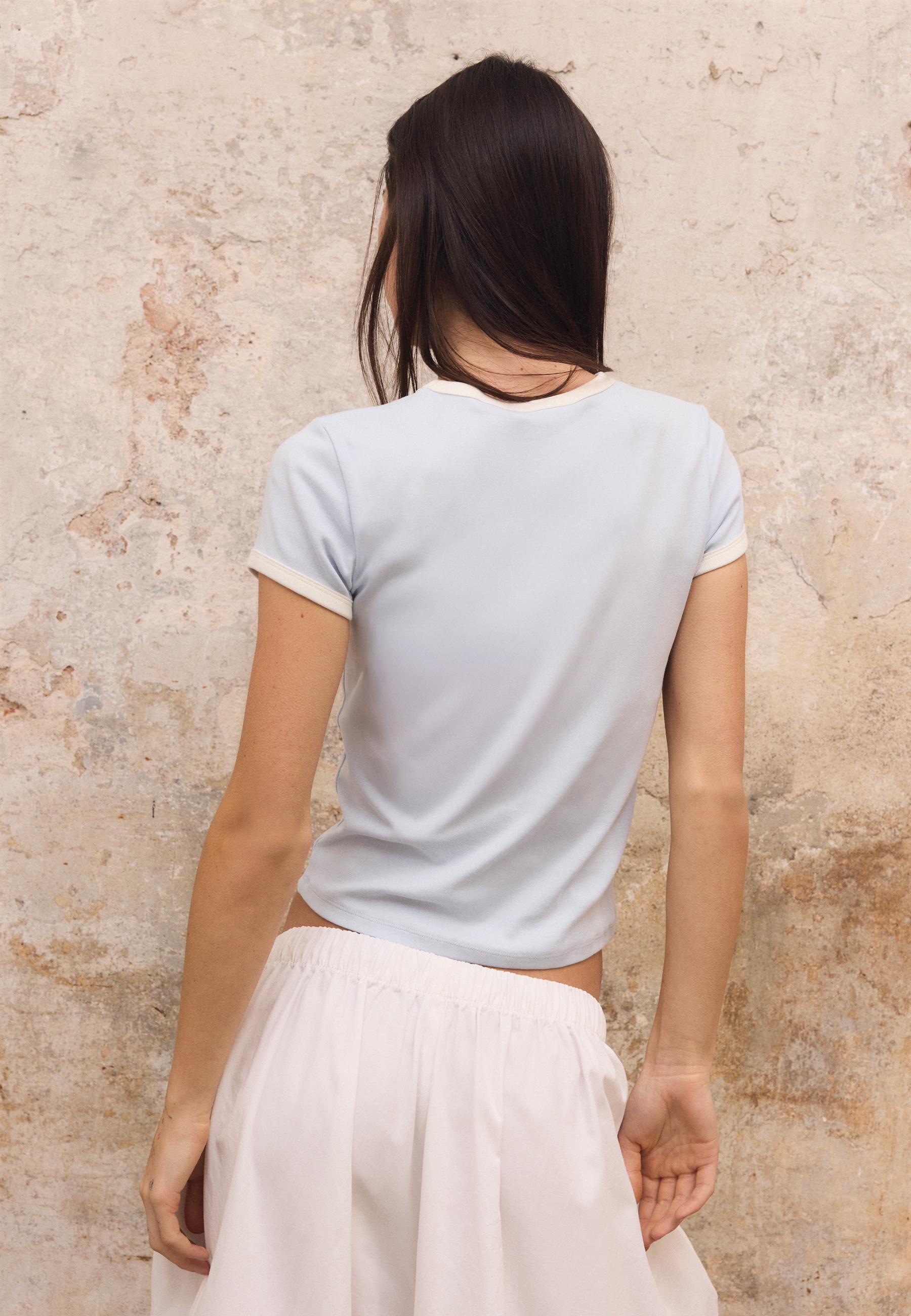 Printed short sleeve T-shirt — Sky blue