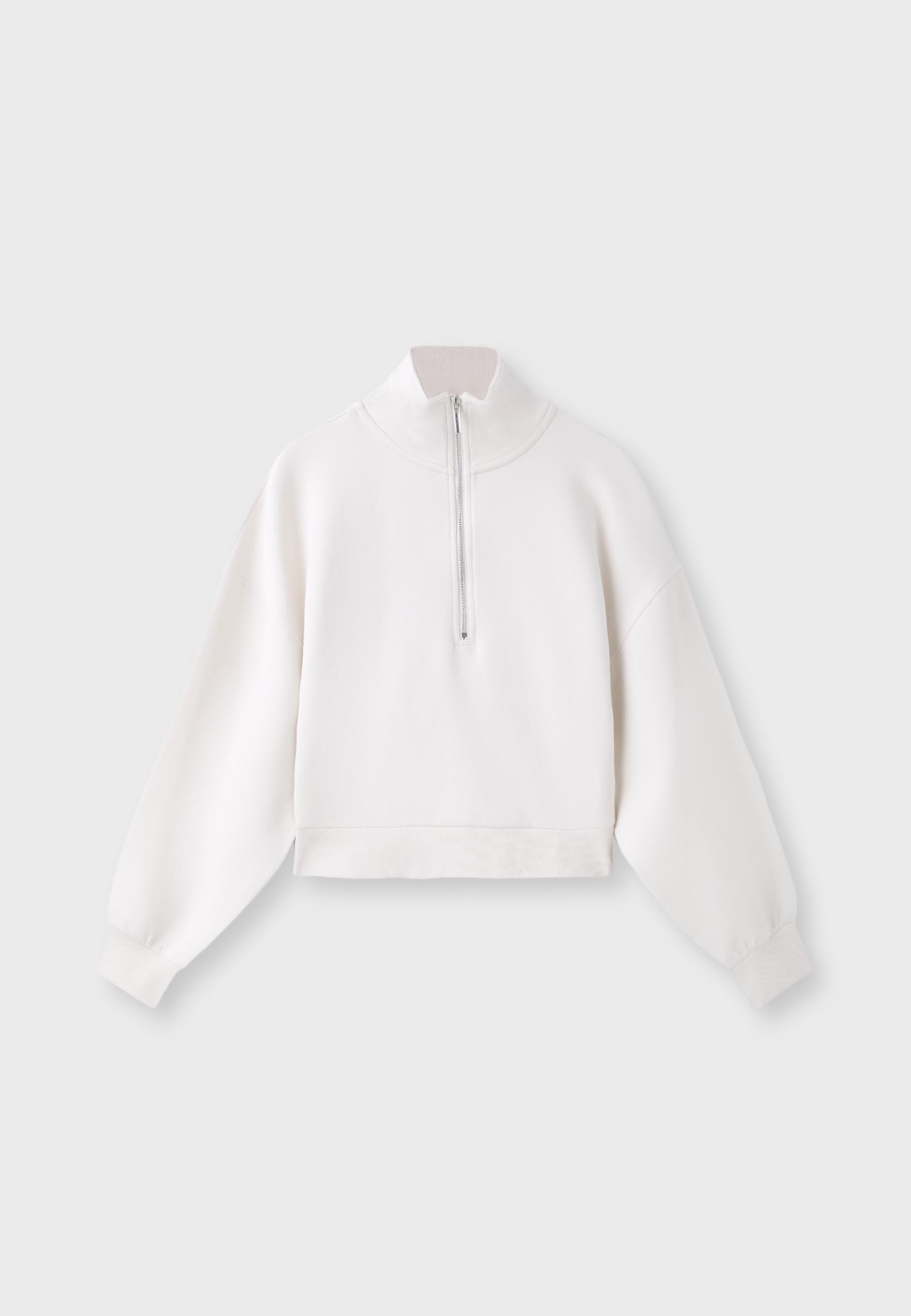 B10 Zip-up sweatshirt with collar — Vanilla
