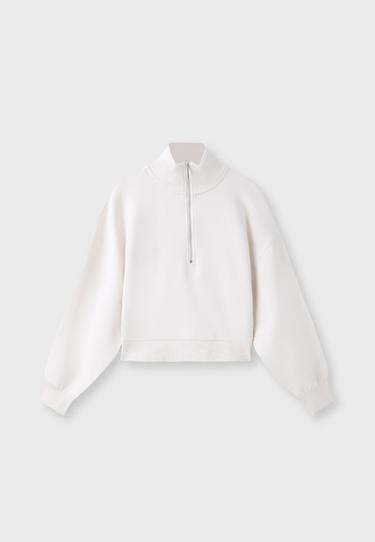 B10 Zip-up sweatshirt with lapel collar — Vanilla 7