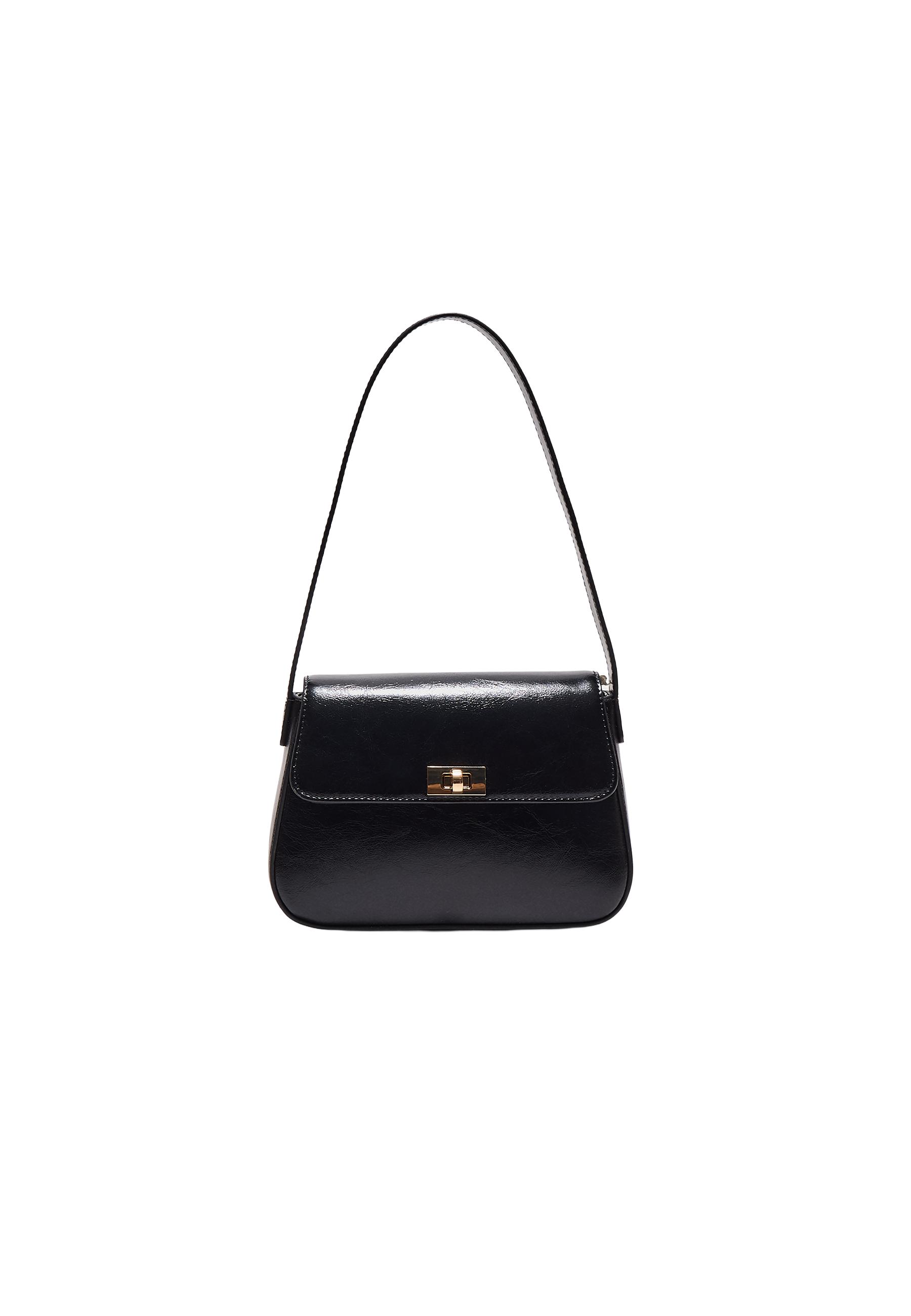 Shoulder bag with flap — Black
