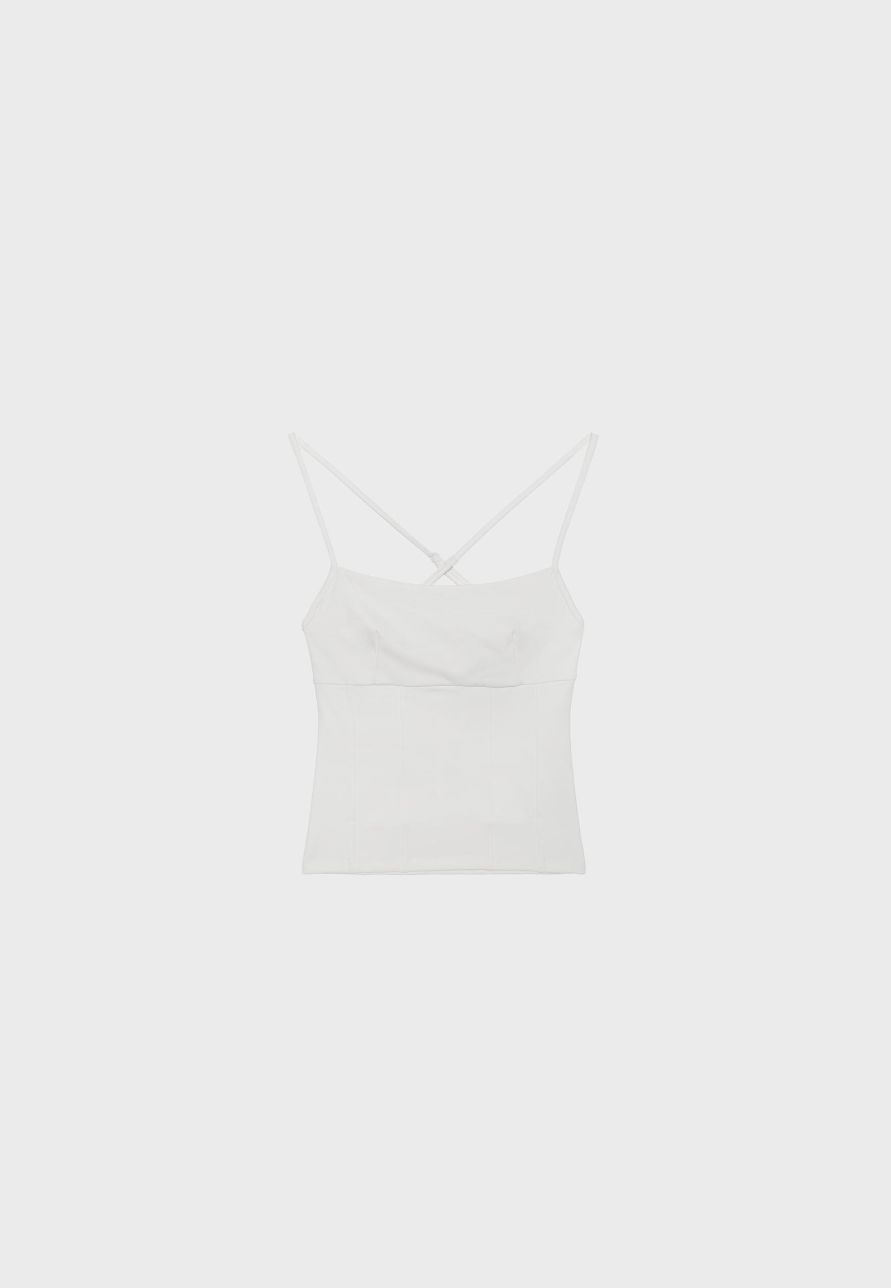 Corset-detail top — Ecru