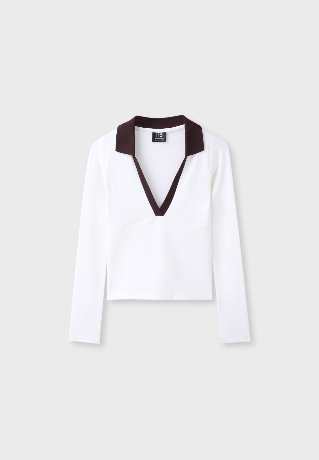 B03 Stretch polo T-shirt — Ecru