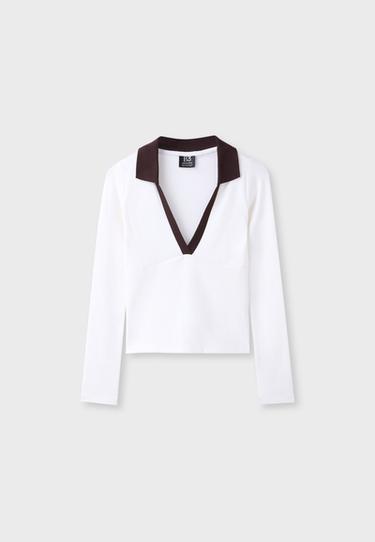 B03 Stretch polo T-shirt — Ecru 7