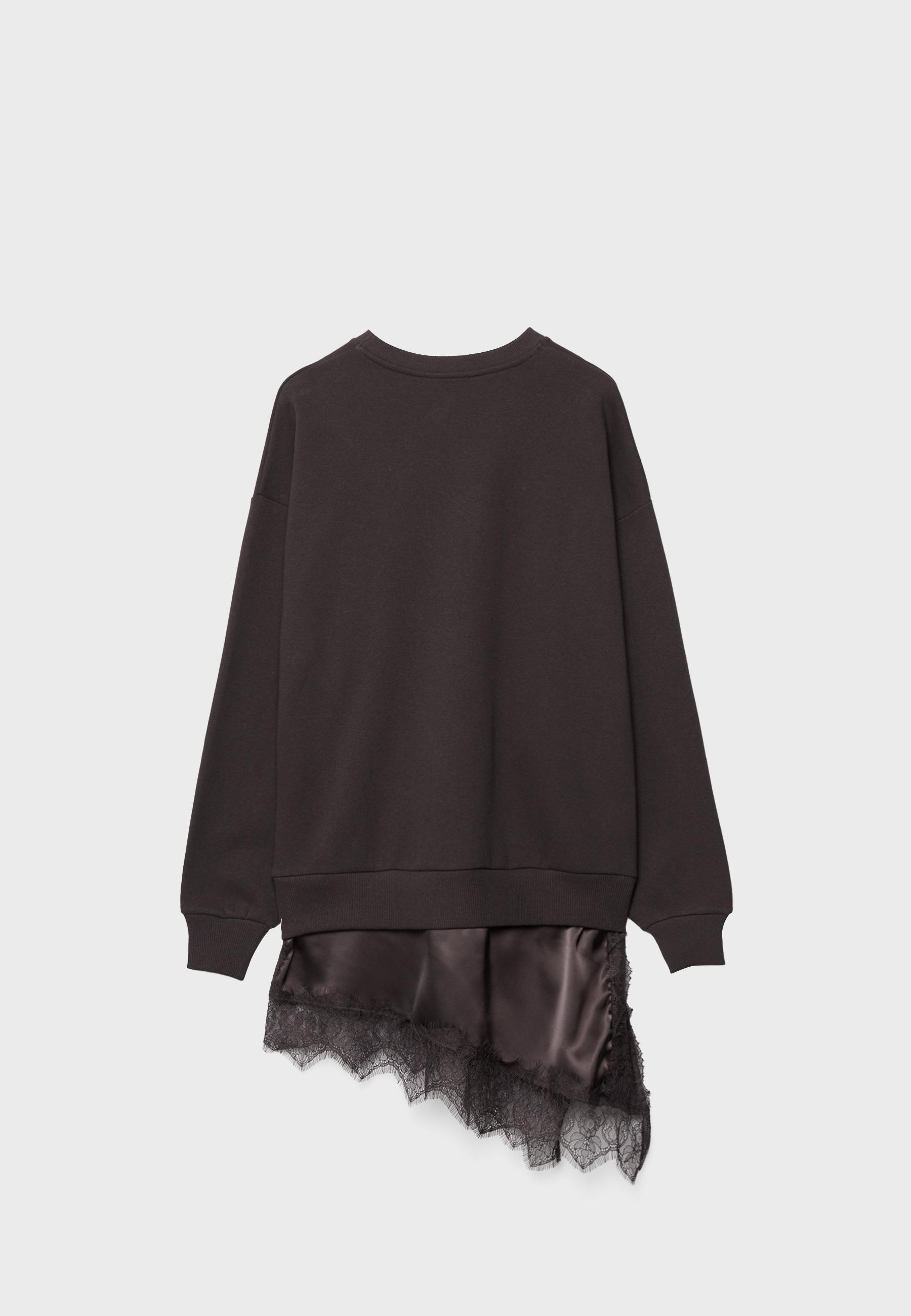 Sateen hem sweatshirt — Brown