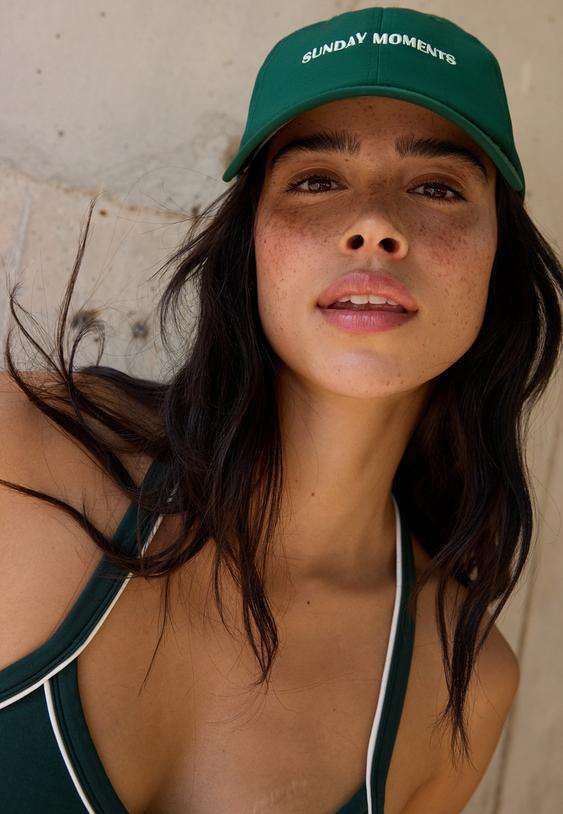 Stradivarius Sunday Moments Embroidered Cap Khaki Os