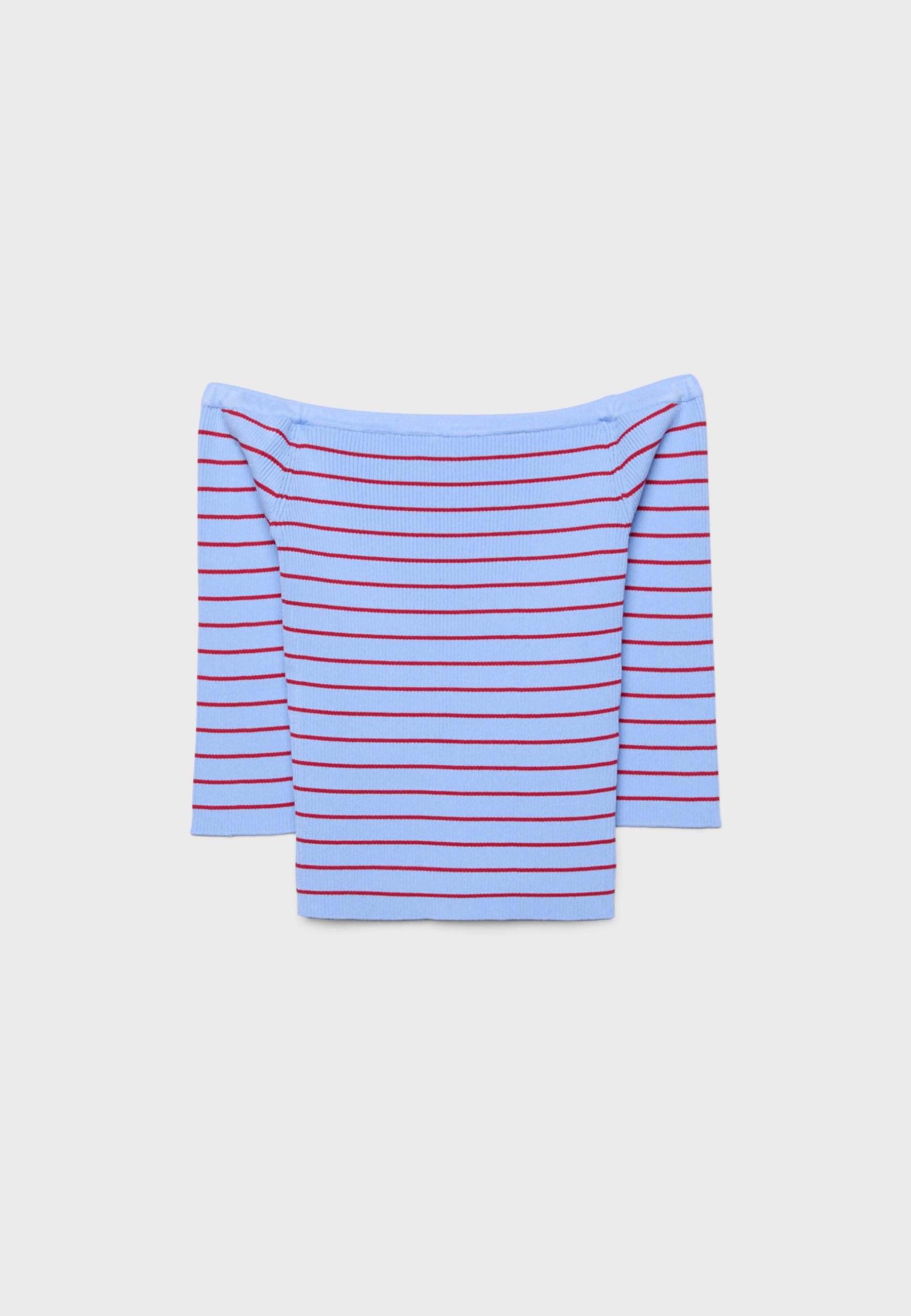 Fitted striped knit jumper — Royal blue