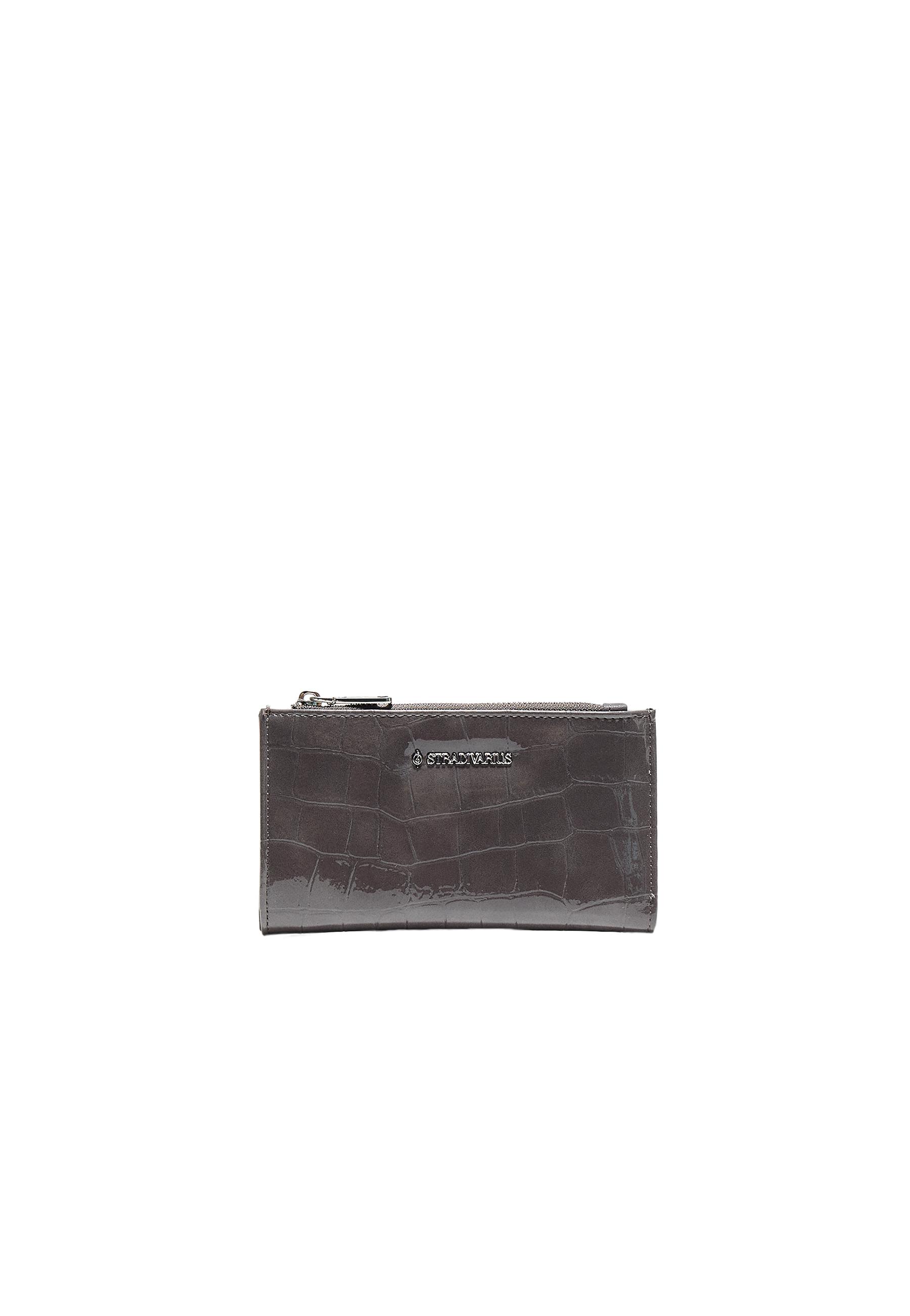 Basic mock croc purse — Dark grey