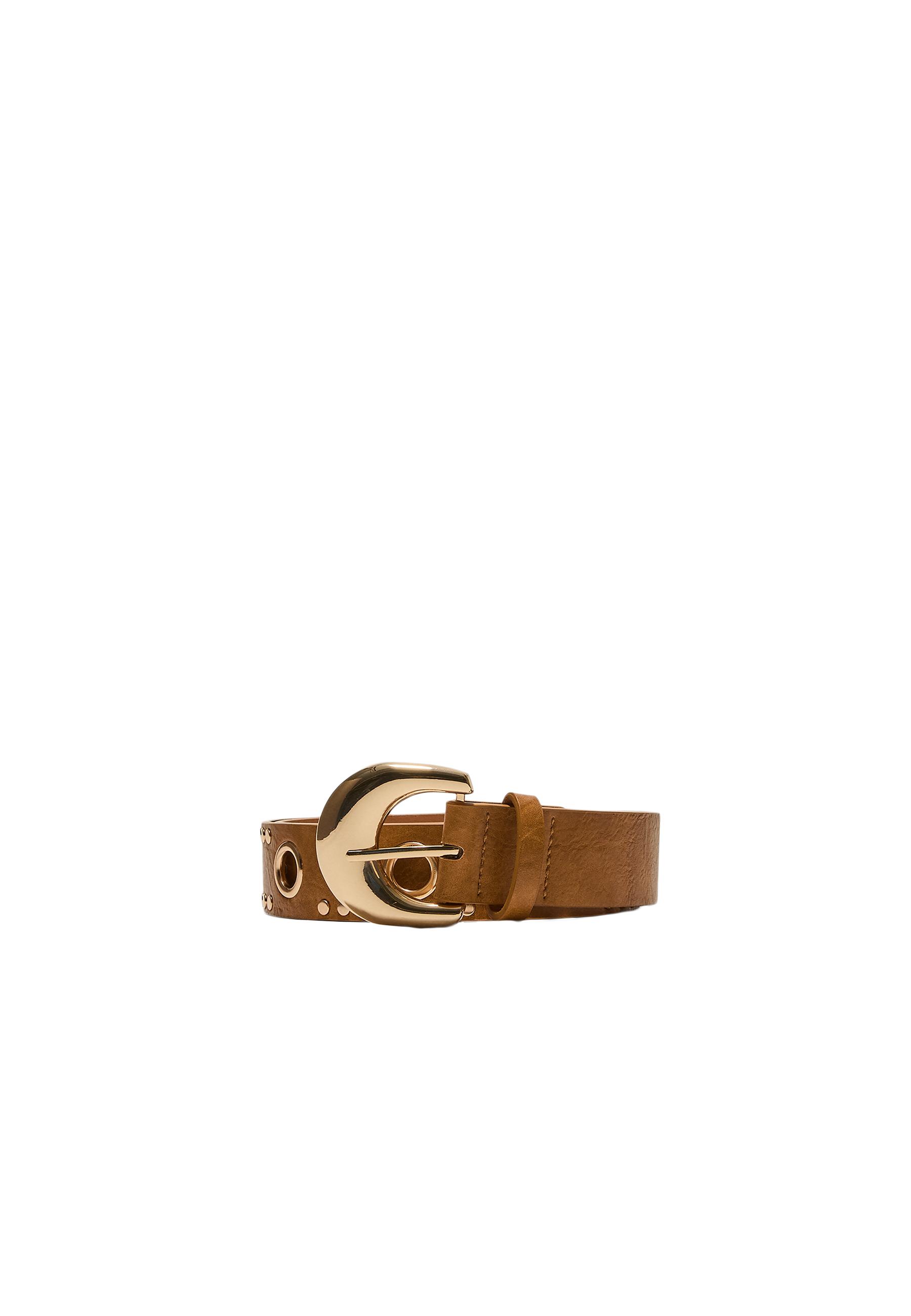 Belt with gold details — Brown