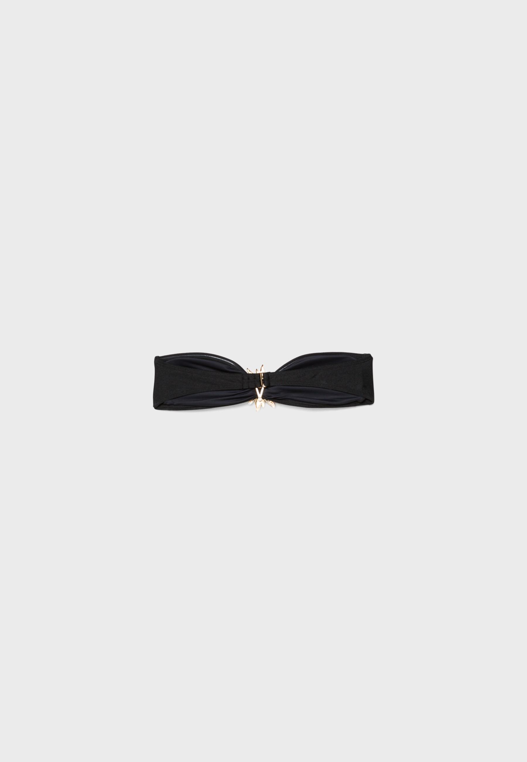 Bandeau bikini top with sun buckle — Black